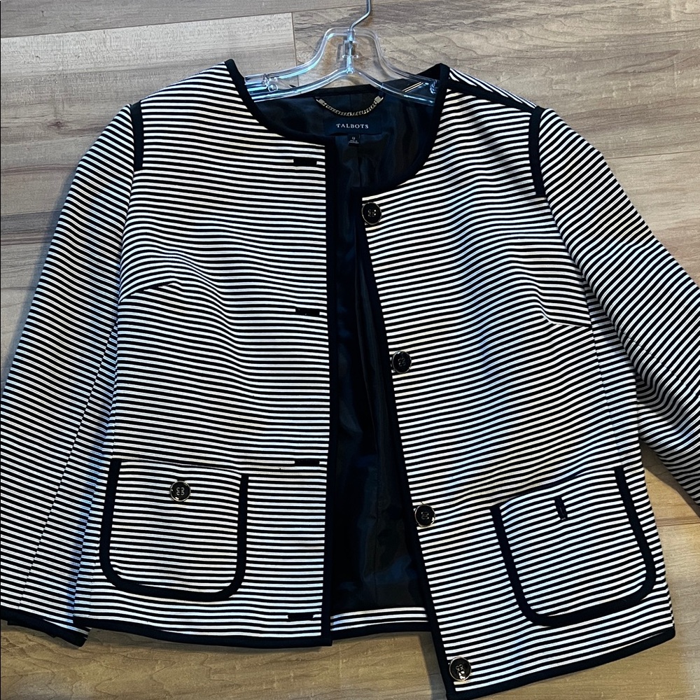 Talbots Monochrome Striped Jacket